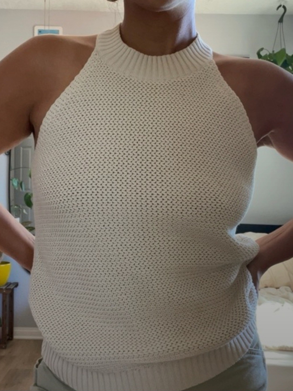LOFT Cream Halter Knit Tank